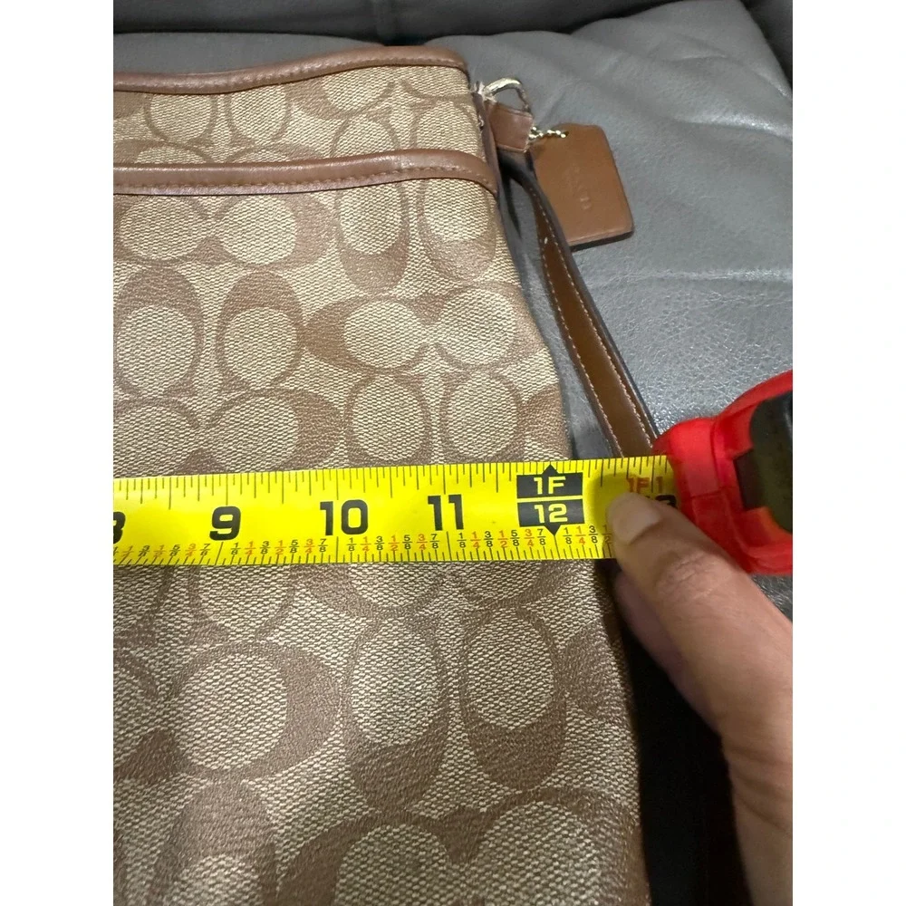 Coach F58297 Signature Canvas File Crossbody Bag Khaki‎ Saddle Brown Messenger